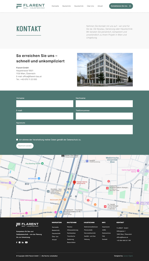 Flarent GmbH – Figma dizajn kontakt