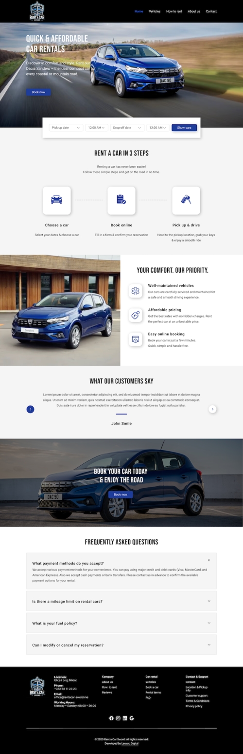 Sword Rent a Car – Figma dizajn 1