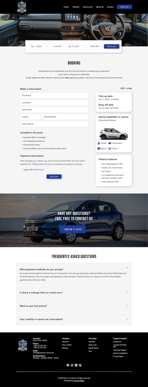 Sword Rent a Car – Figma dizajn 3