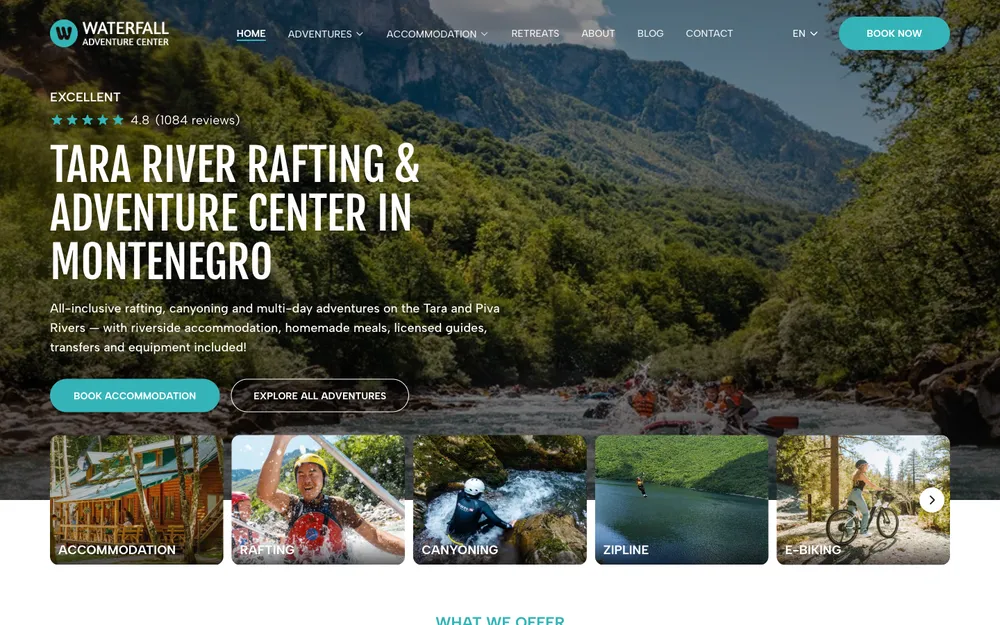 Waterfall Adventure Center – naslovna na engleskom