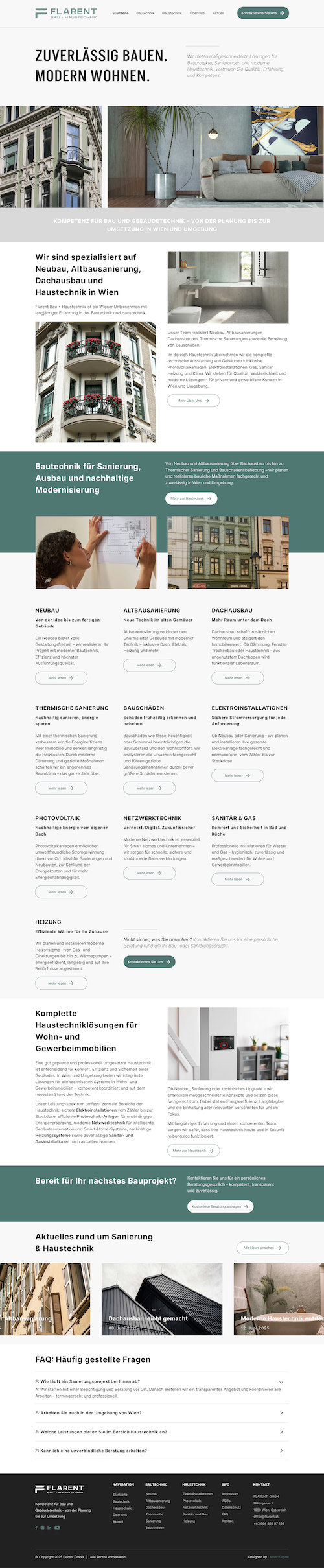 Flarent GmbH – Web platforma za građevinsku firmu – slika 1