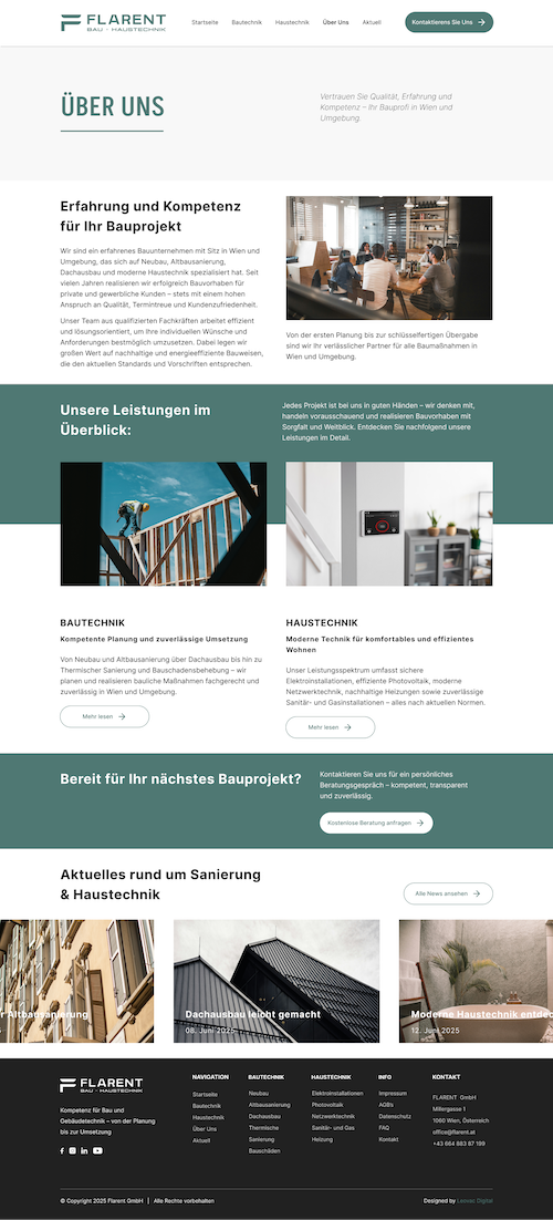 Flarent GmbH – Web platforma za građevinsku firmu – slika 3