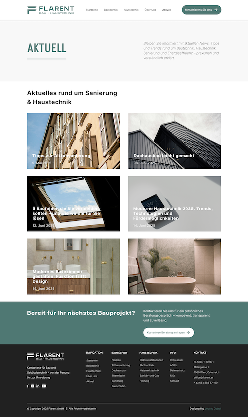 Flarent GmbH – Web platforma za građevinsku firmu – slika 4