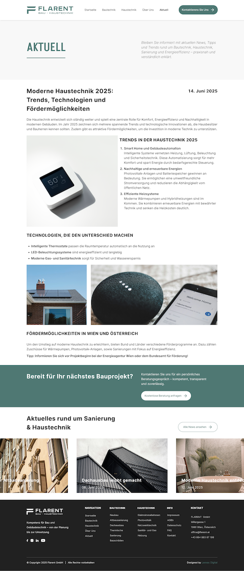 Flarent GmbH – Web platforma za građevinsku firmu – slika 5