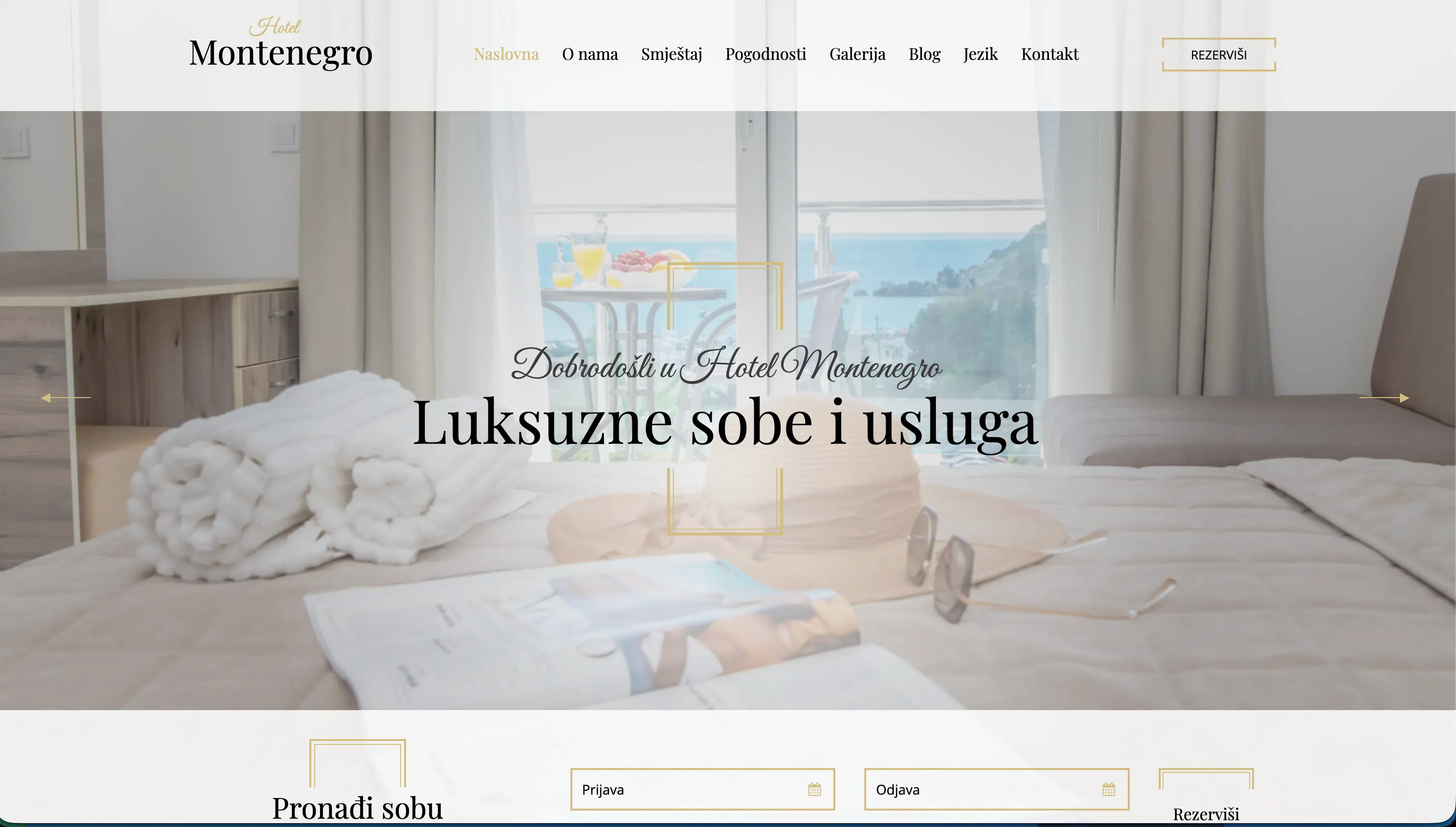 Hotel Montenegro Čanj – elegantan web za hotelsku prezentaciju – slika 1