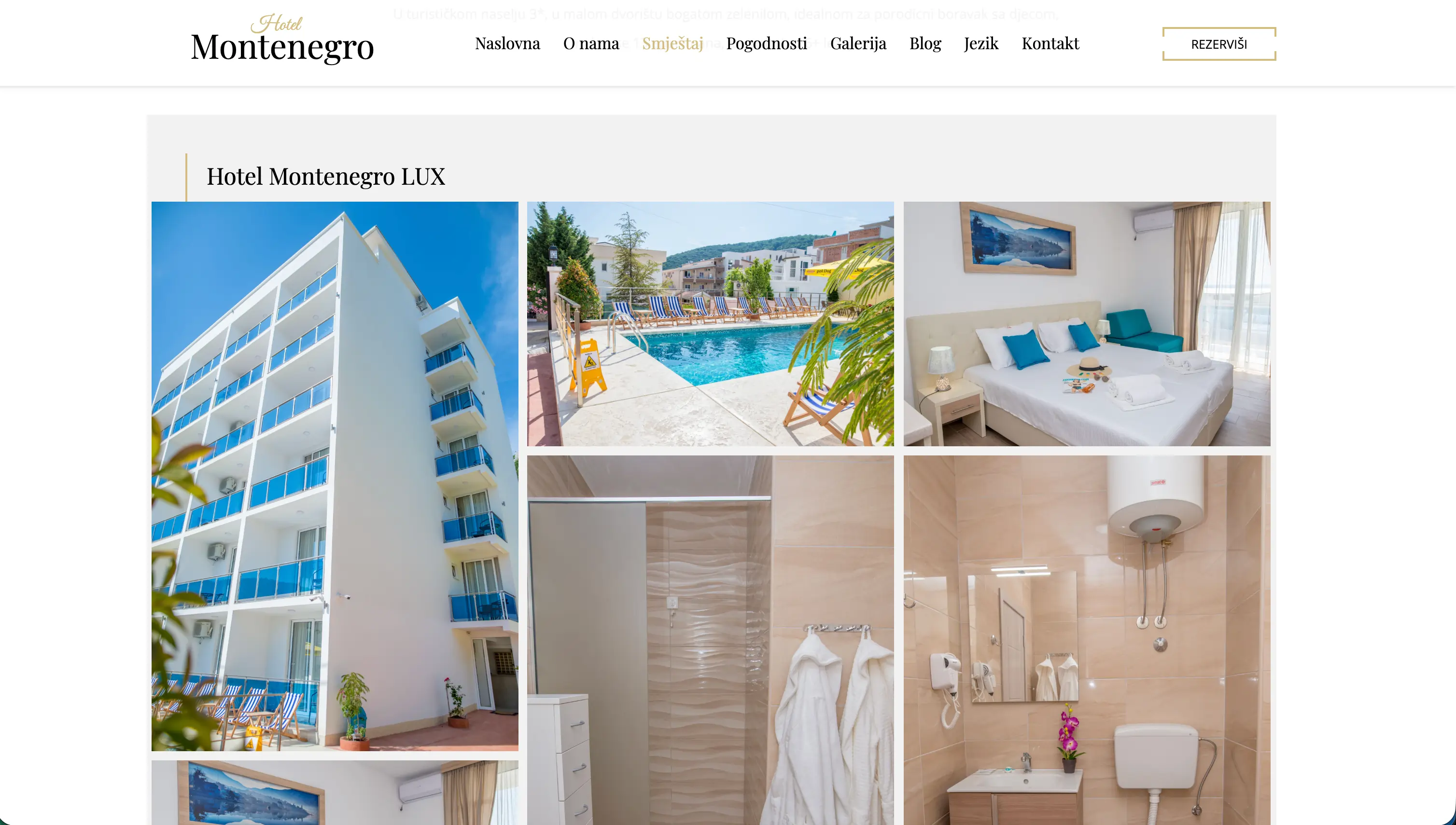 Hotel Montenegro Čanj – elegantan web za hotelsku prezentaciju – slika 4