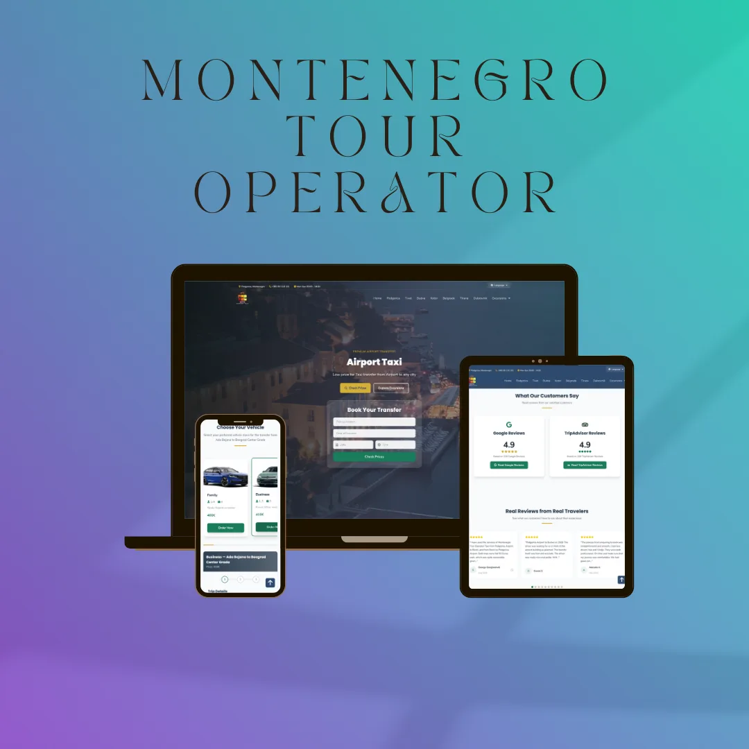 Montenegro Tour Operator – modernizovana homepage sa booking formom