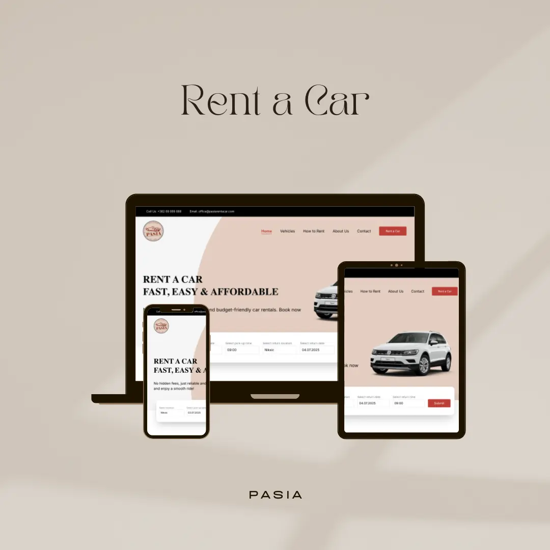 Pasia rent a car – novi web dizajn i booking sistem