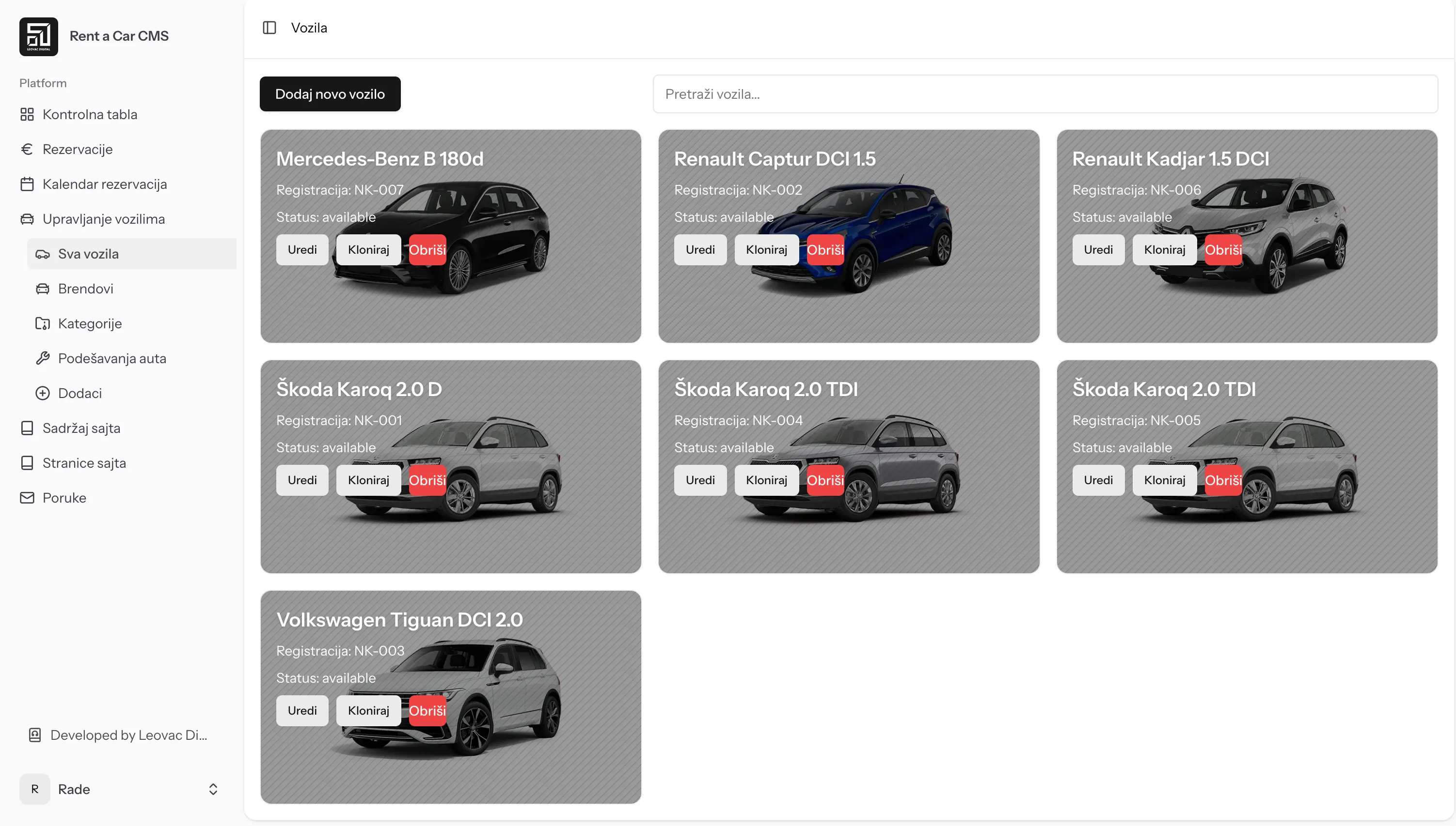 Pasia Rent a Car – Booking platforma i fleet management sistem – slika 1