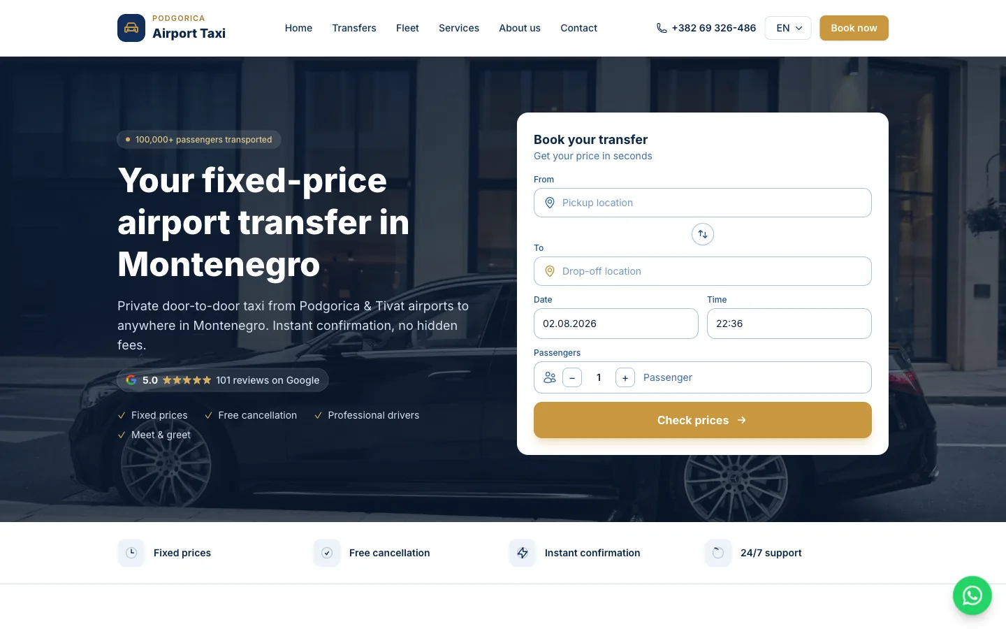 Podgorica Airport Taxi – Fixed-Price Transfers with SEO Route Pages – slika 1
