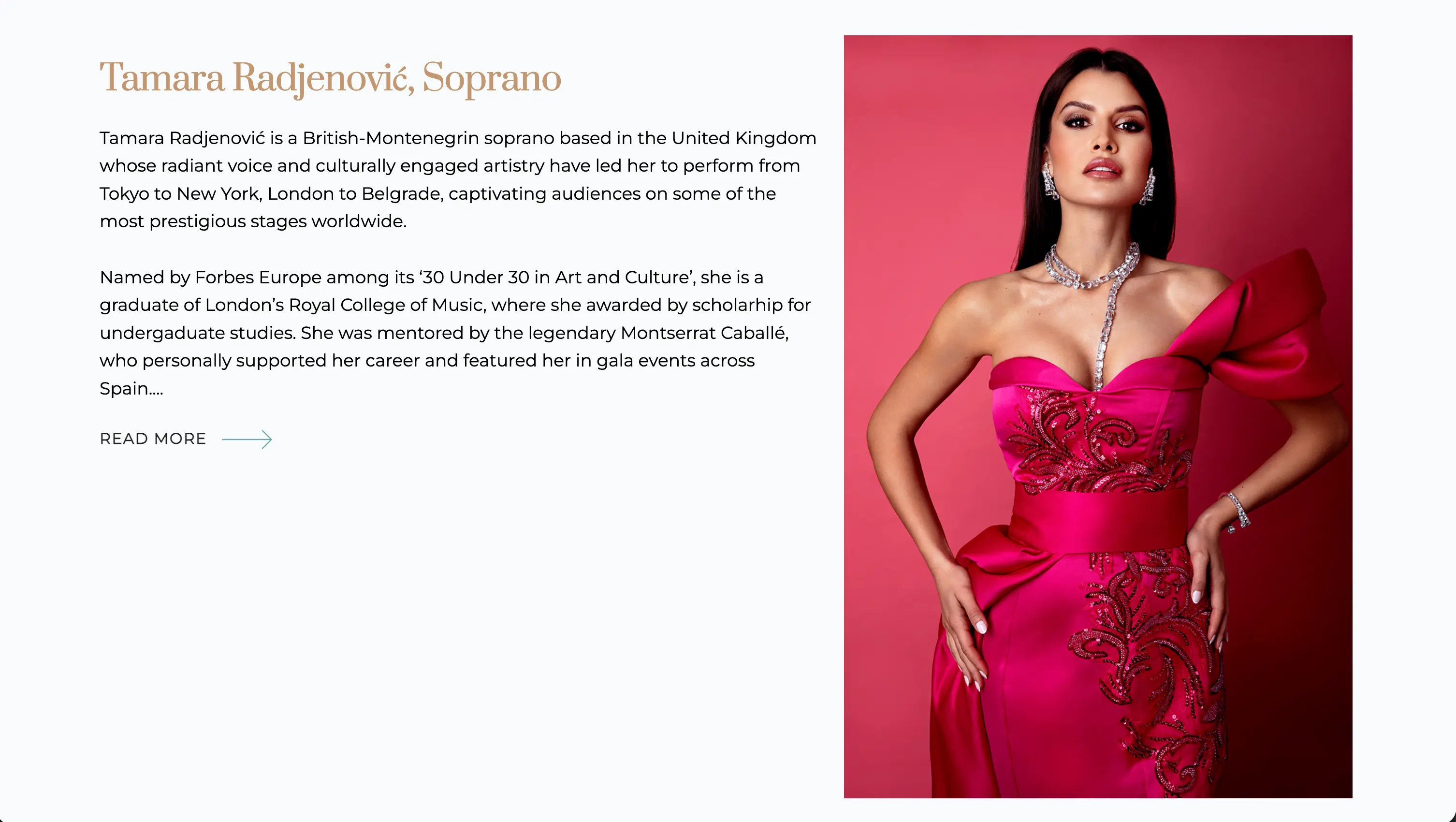 Tamara Radjenović – elegantan multimedijalni web za opersku sopranisticu – slika 2